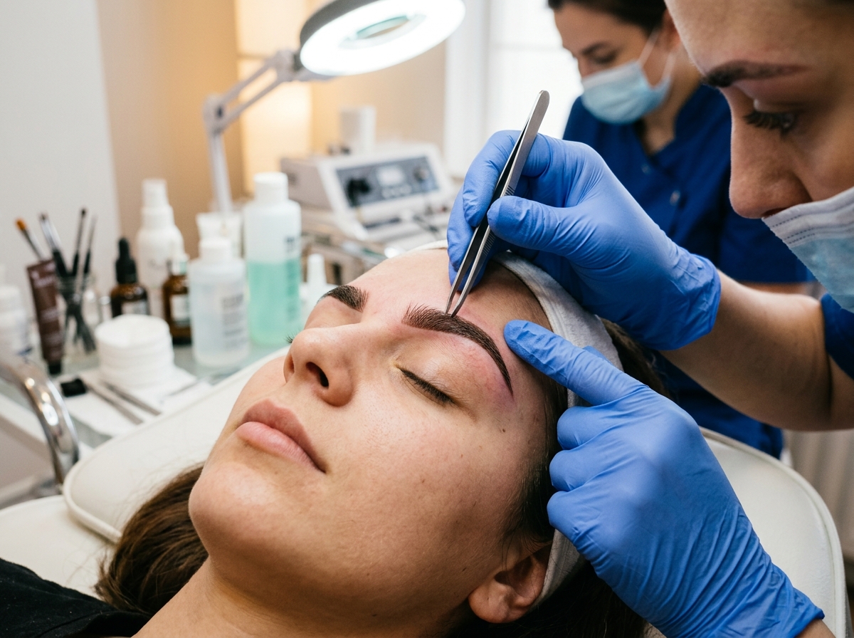 Eyebrow shaping and tinting procedure